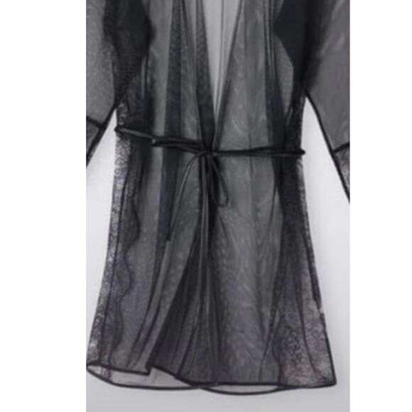 NWT Intimissimi Iconic Beauty Tulle and Lace Elegant Robe - Black Women's sz M/L - Picture 5 of 9